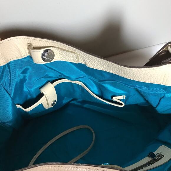 A.D.M.J. Made in Japan tan leather shoulder bag purse tote snap closure luxury - Picture 11 of 16